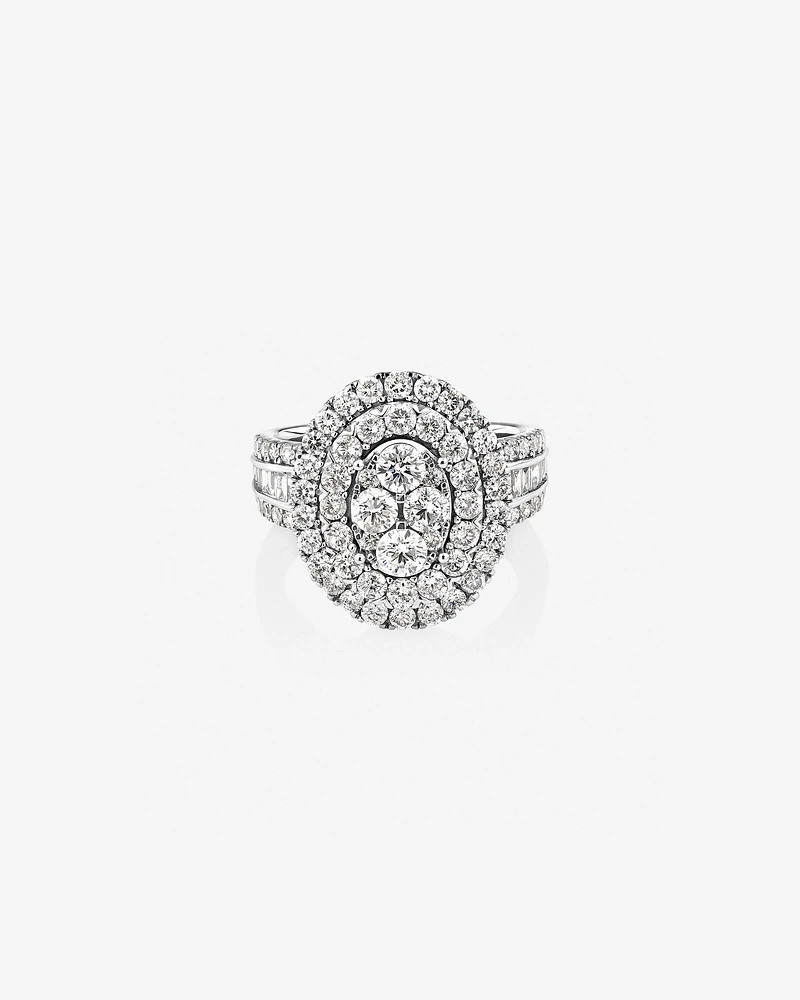 Oval Cluster Ring with 2.50 Carat TW of Diamonds in 14kt White Gold