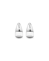Polished Large Half Hoop Dome Stud Earrings in Sterling Silver