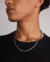 55cm (21.6") 4.1xmm Width Wheat Curb Chain Necklace in Oxidised Sterling Silver