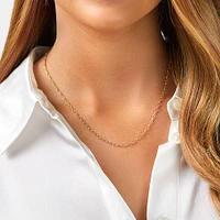 45cm (18”) 2mm-2.5mm Width Hollow Paperclip Chain in 10kt Yellow Gold
