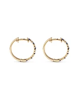 0.22 Carat TW Diamond and Created Sapphire Huggie Hoop Earrings in 10kt Yellow Gold
