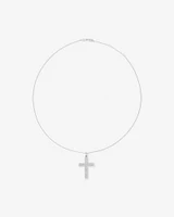 Cubic Zirconia Puff Cross Pendant Necklace in Sterling Silver