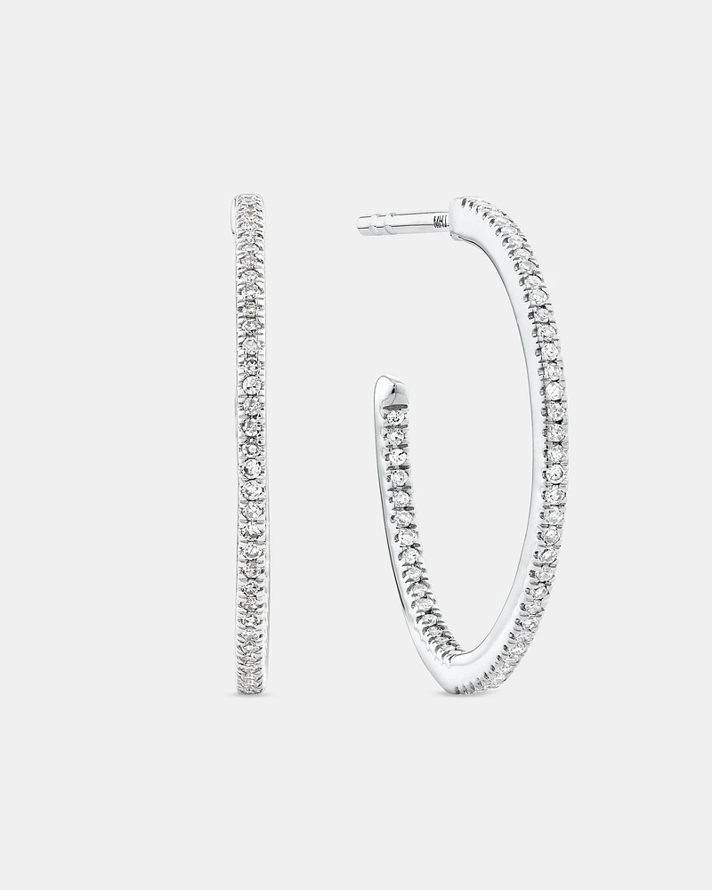 0.15 Carat TW Fine Diamond Hoop Earrings in 10kt White Gold