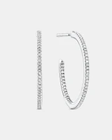 0.15 Carat TW Fine Diamond Hoop Earrings in 10kt White Gold
