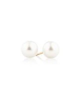 Stud Earrings with 7mm Round Cultured Freshwater Pearls in 10kt Yellow Gold