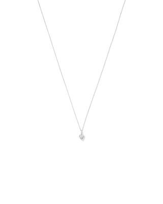 Heart Shape Cubic Zirconia Halo Pendant Necklace in Sterling Silver