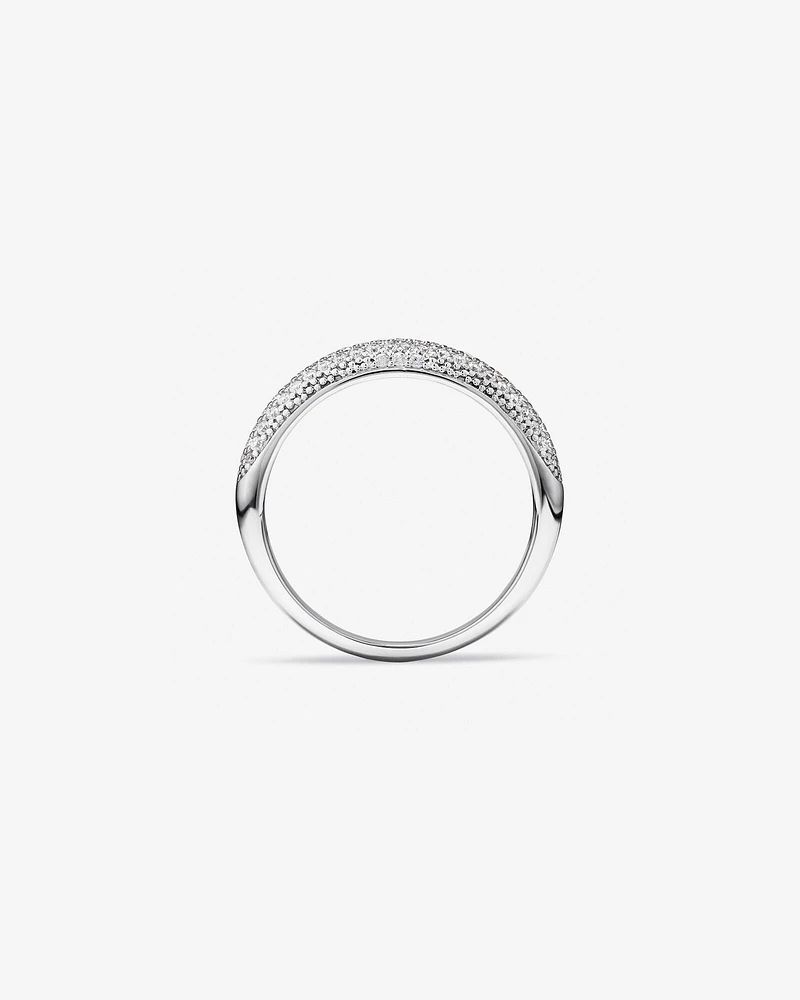 Cubic Zirconia Pave Dome Ring in Sterling Silver