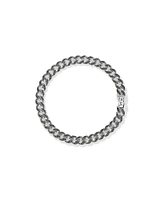 Men's 1.32 Carat TW Men's Black Diamond Cuban Bracelet in Sterling Silver