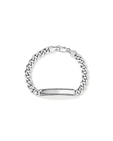 Men's Silver 21CM Curb ID Bracelet with 0.33 Carat TW of Black Diamonds