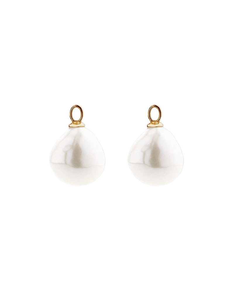 Drop Earrings with Cultured Freshwater Baroque Pearls in 10kt Yellow Gold