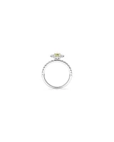 1.54 Carat TW Yellow Oval Cut Laboratory-Grown Diamond Halo Engagement Ring in 14kt White Gold