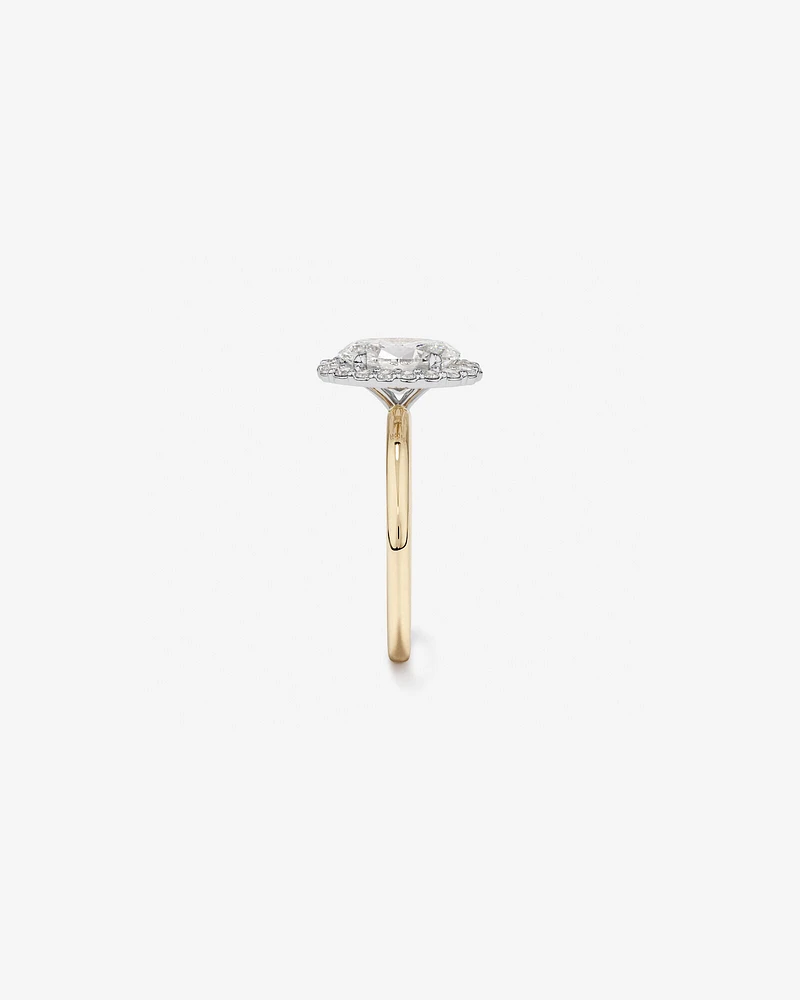 2.34 Carat TW Oval Cut Laboratory-Grown Diamond Halo Engagement Ring in 14kt Yellow and White Gold