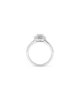 0.50 Carat TW Pie Cut Diamond Double Halo Engagement Ring in 14kt White Gold