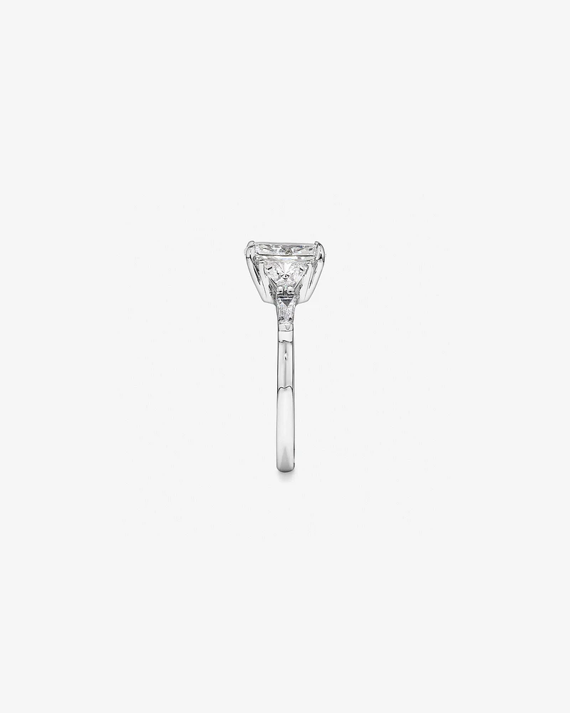 2.86 Carat TW Radiant Cut Laboratory-Grown Diamond Fancy Cut Side Stone Engagement Ring in 14kt White Gold