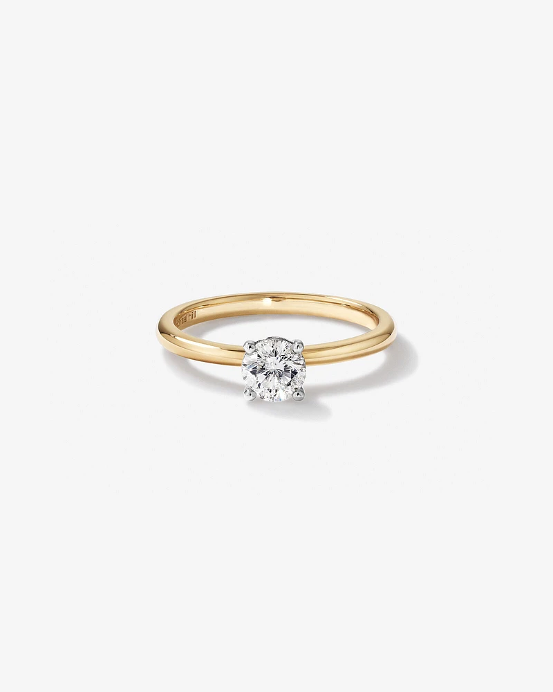 0.50 Carat TW Round Brilliant Diamond Solitaire Engagement Ring in 14kt Yellow and White Gold