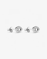 Evil Eye Stud Earrings with Cubic Zirconia in Sterling Silver