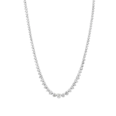 Collier de tennis de 6,00 carats au total, serti dans de l'or blanc 18 carats