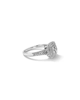 0.65 Carat TW Cushion Cluster Halo Diamond Ring in 10kt White Gold