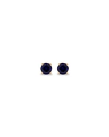 Round Blue Created Sapphire Birthstone Stud Earrings in 10kt Yellow Gold