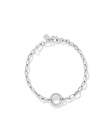 18cm (7") Round Paperclip Open Pendant Bracelet in Sterling Silver