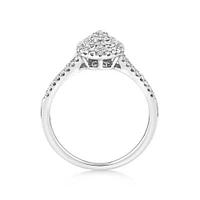 0.30 Carat TW Pear Cluster Halo Diamond Ring in 10kt White Gold