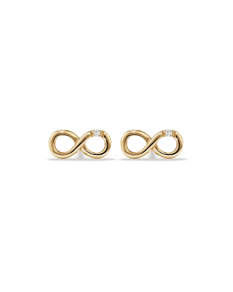 Diamond Accent Infinity Stud Earrings in 10kt Yellow Gold