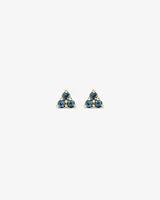 London Blue Topaz Trio Stud Earrings in 10kt Yellow Gold