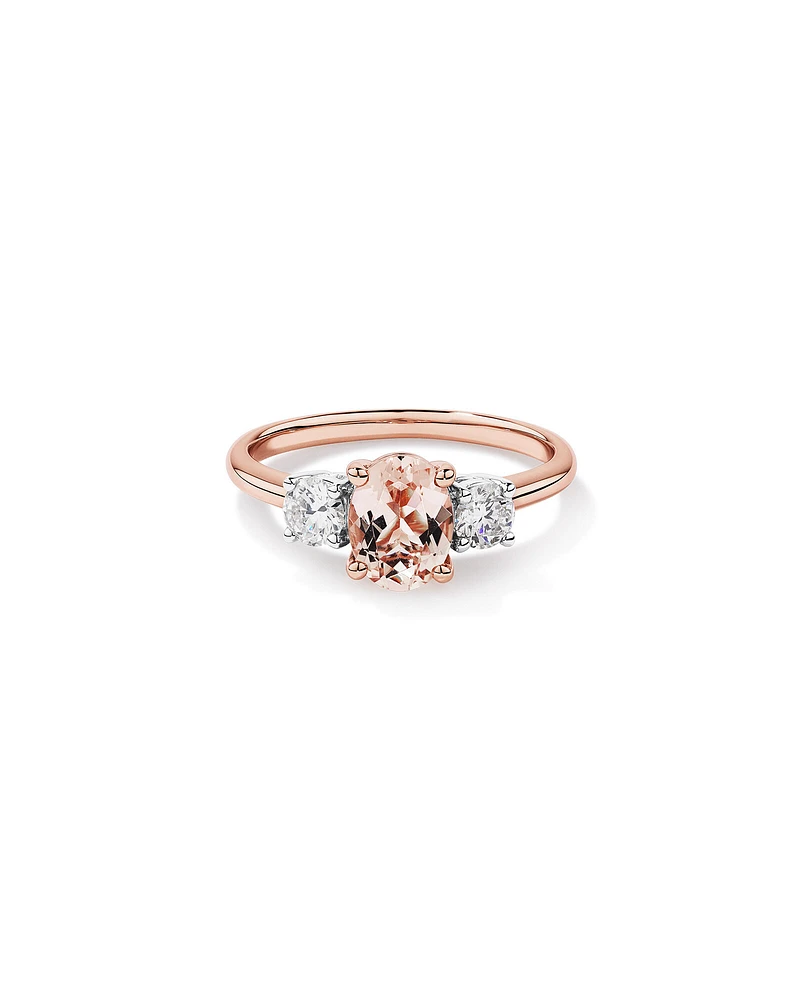 Ring with Morganite & 0.40 Carat TW of Diamonds in 10kt Rose Gold
