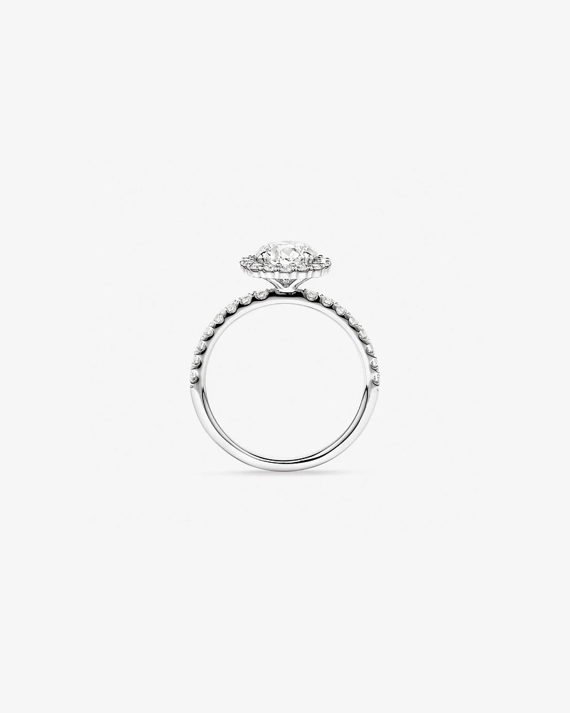 1.79 Carat TW Round Brilliant Laboratory-Grown Diamond Halo Engagemet Ring in 14kt White Gold