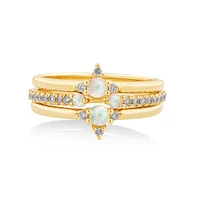 3 Ring Set with Opal & 0.18 Carat TW of Diamonds in 10kt Yellow Gold