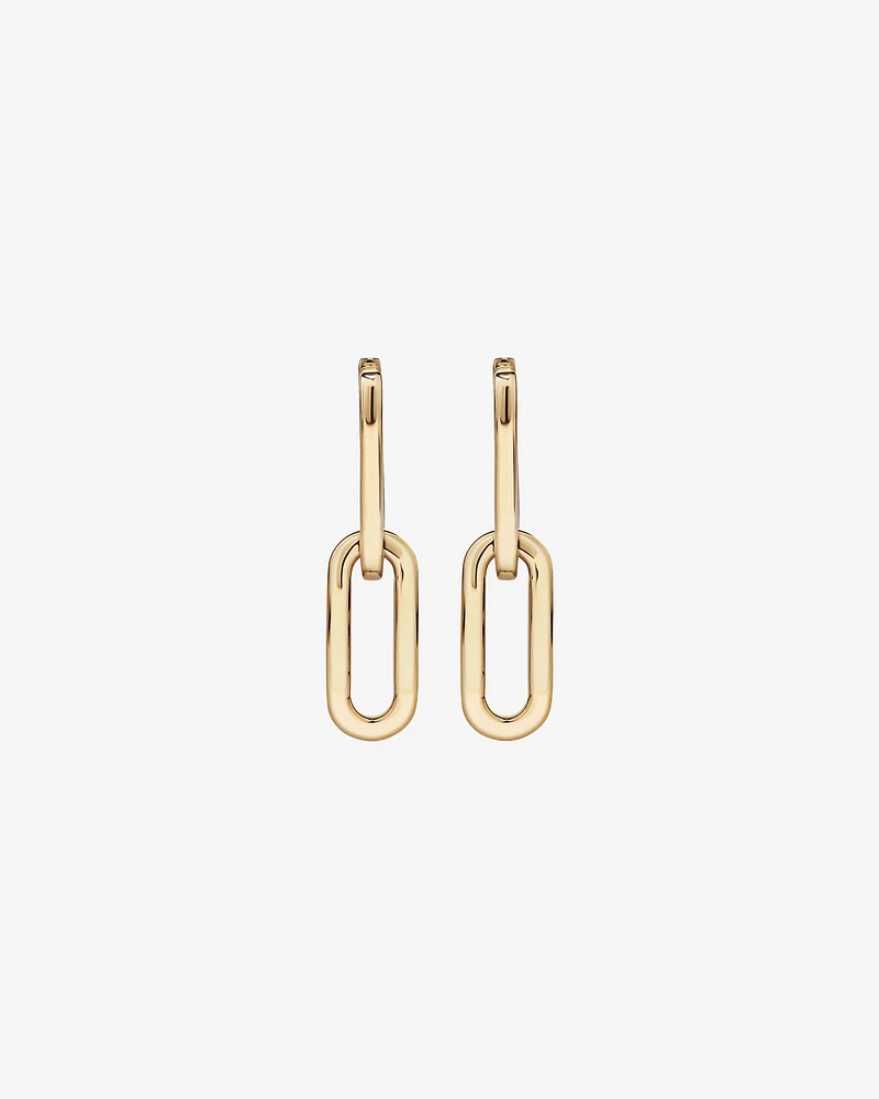 Paperclip Huggie Drop Earrings in 10kt Yellow Gold