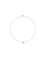 Oval Cut Green Emerald Gemstone and 0.05 Carat TW Diamond Halo Necklace in 10kt Yellow Gold