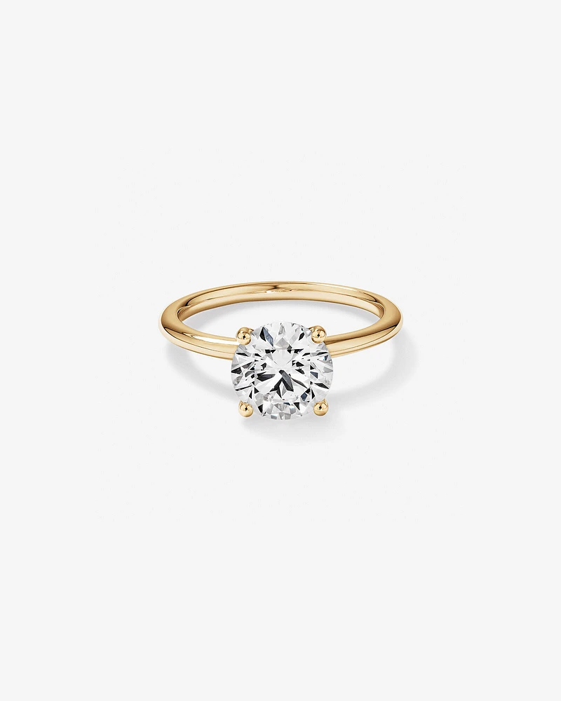 Bague De Fiançailles Solitaire En Diamant De Laboratoire Rond Brillant De 2 Carats Poids Total En Or Blanc 14 Carats