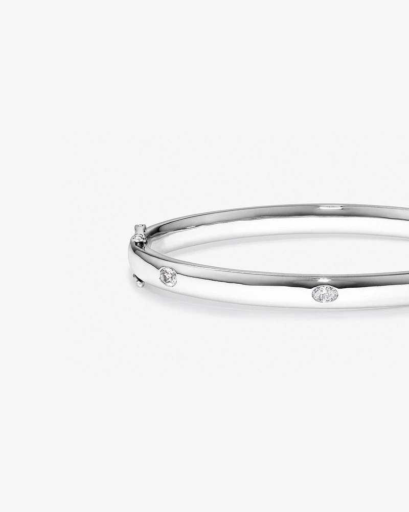 0.45 Carat TW Laboratory-Grown Oval Diamond Bangle in Sterling Silver