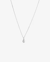 Pear Cubic Zirconia Halo Pendant Necklace in Sterling Silver