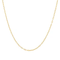 45cm (18”) 2mm-2.5mm Width Hollow Paperclip Chain in 10kt Yellow Gold