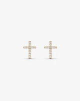 Cubic Zirconia Cross Stud Earrings in 10kt Yellow Gold