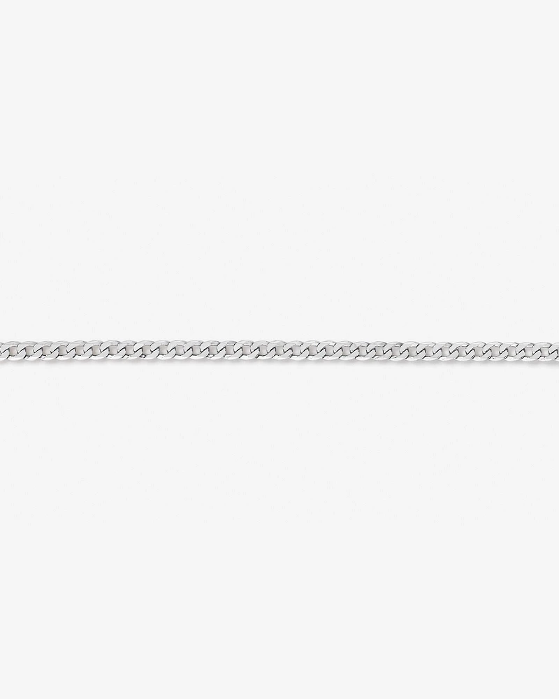 3mm Wide Flat Curb Chain Bracelet in 10kt White Gold