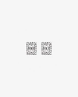 0.46 Carat TW Emerald Diamond Halo Stud Earrings in 10kt White Gold
