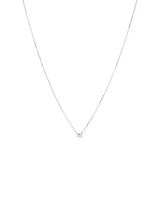 0.25 Carat TW Emerald Cut Diamond Solitaire Necklace in 18kt White Gold