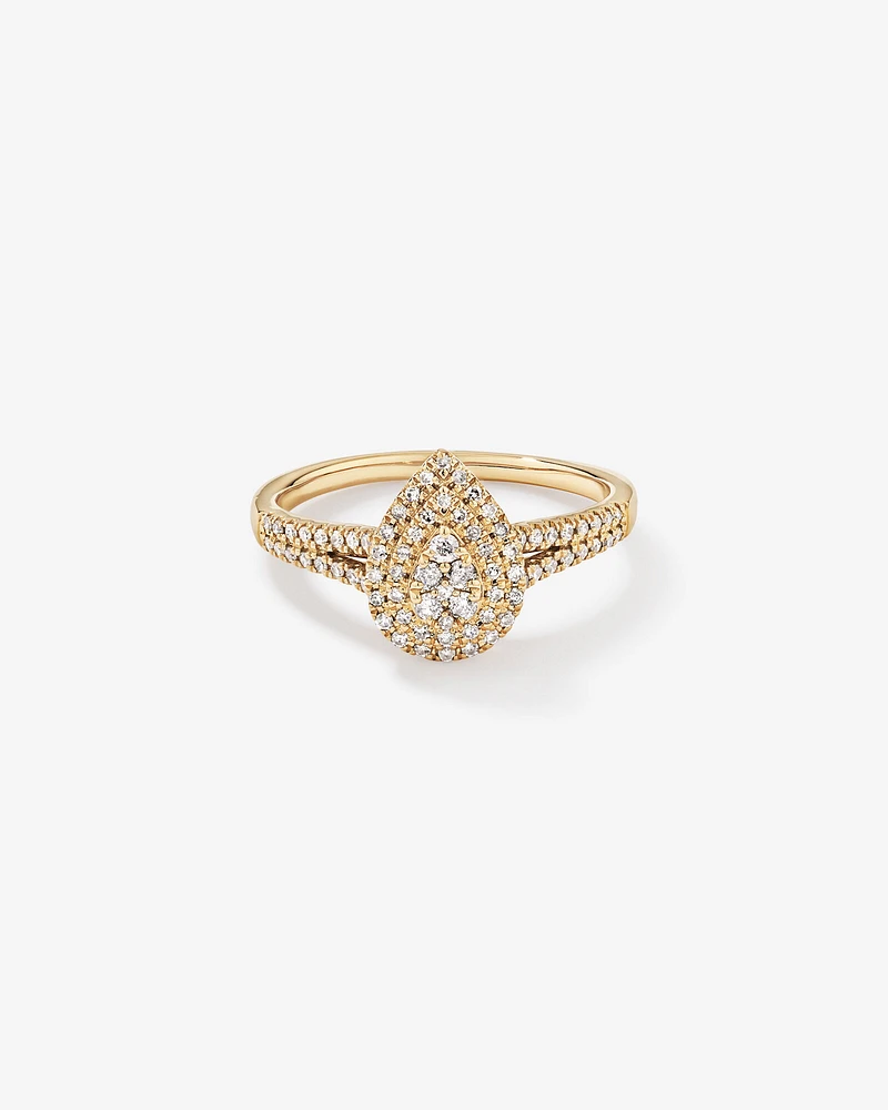 0.30 Carat TW Pear Cluster Halo Diamond Ring in 10kt White Gold