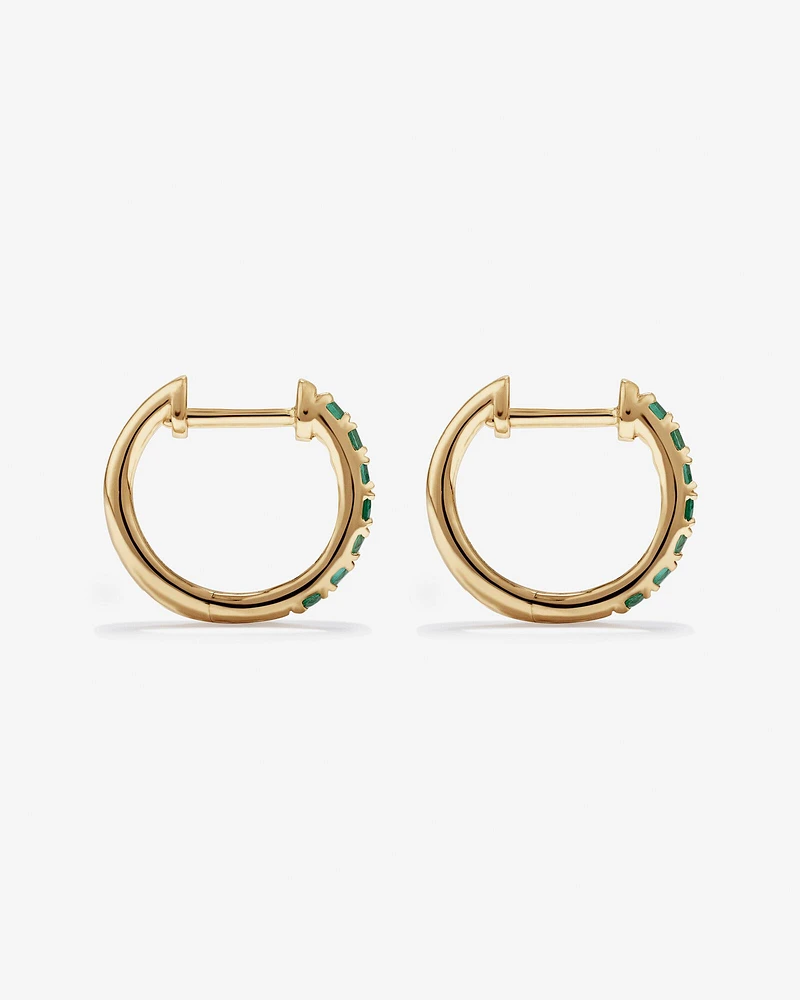 Boucles d'oreilles Huggie avec émeraude en or jaune 10 carats