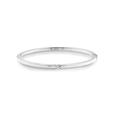 Diamond Accent Oval Bangle in 10kt Yellow Gold