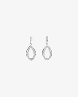 Cubic Zirconia Interlaced Oval Drop Earrings in Sterling Silver