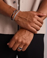 Men's Link Pattern Textured Cuff Bangle in Sterling Silver