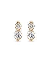 Two Stone Diamond Stud Earrings in 10kt Yellow Gold