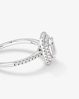 0.50 Carat TW Pie Cut Diamond Double Halo Engagement Ring in 14kt White Gold