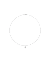 Heart Shape Cubic Zirconia Halo Pendant Necklace in Sterling Silver