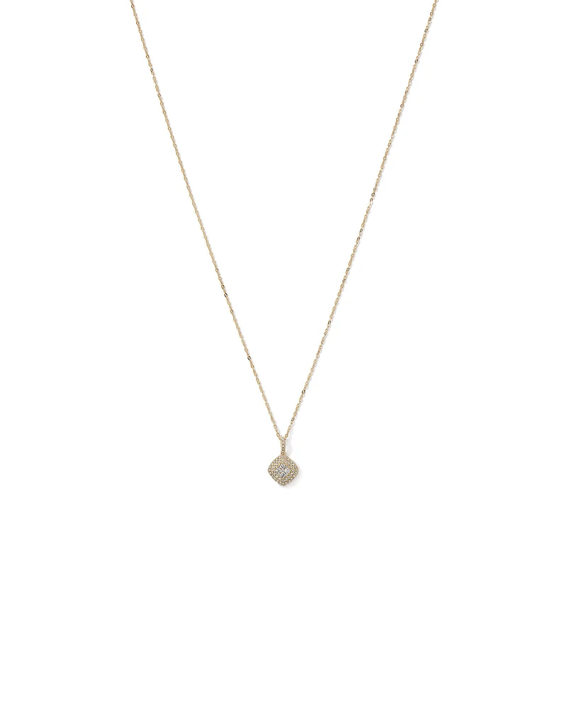 0.30 Carat TW Cushion Shaped Diamond Cluster Pendant Necklace in 10kt Yellow Gold