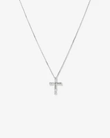 0.34 Carat TW Baguette and Round Brilliant Diamond Cross Pendant in 10kt White Gold